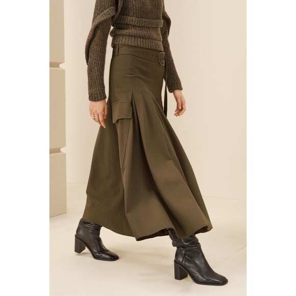 NWT's ZARA SRPLS Womens Size S Pleated Skirt Belted w/Pockets Modern Luxe Design - Picture 14 of 14